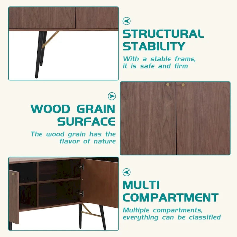 Mid-Century-Küchen-Sideboard mit Stauraum und Buffet-Schrank, TV-Ständer