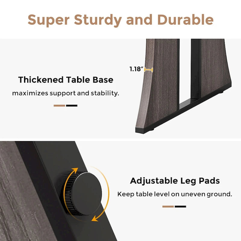 Tavolo da pranzo in stile rustico da 70.9" per 6-8 persone con gambe in metallo nero