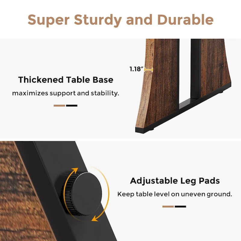 Tavolo da pranzo in stile rustico da 70.9" per 6-8 persone con gambe in metallo nero